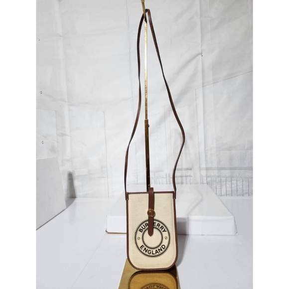 Authentic Burberry England sacoche canvas and calf leather crossbody bag Brown - Picture 1 of 14